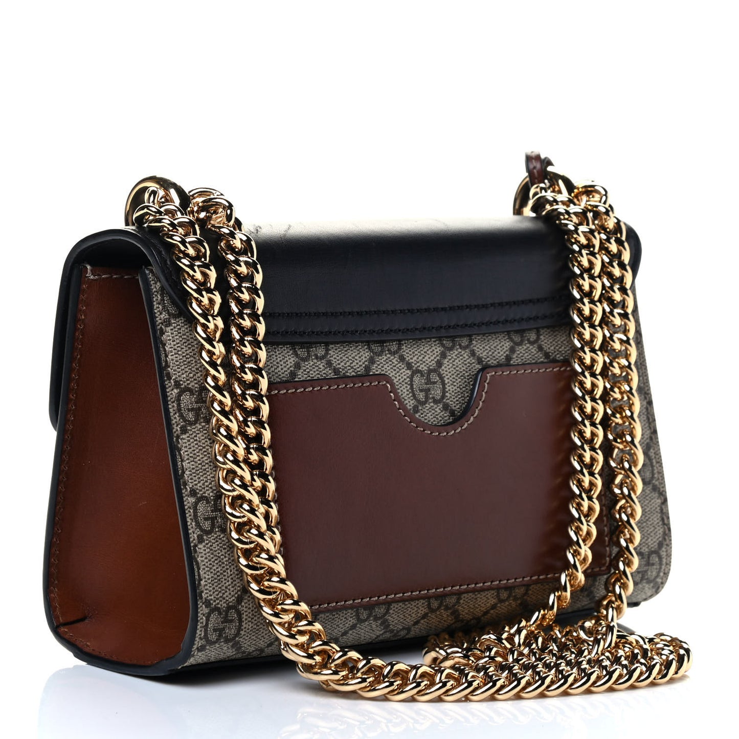 GG Supreme Monogram Calfskin Small Padlock Shoulder Bag Beige Black Cuir