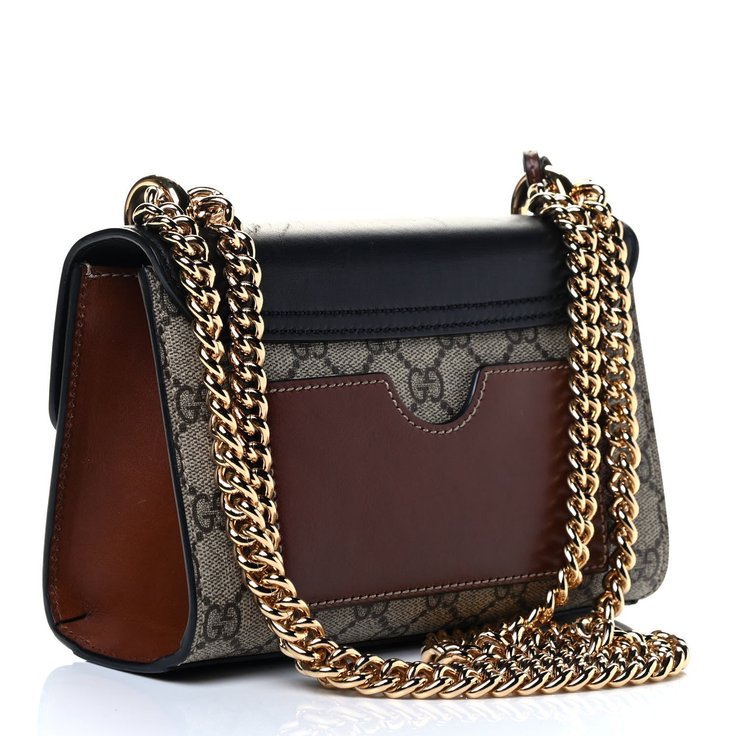 Gucci GG Supreme Monogram Calfskin Small Padlock Shoulder Bag Beige Black Cuir 2 of 4