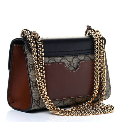 Gucci GG Supreme Monogram Calfskin Small Padlock Shoulder Bag Beige Black Cuir 2 of 4