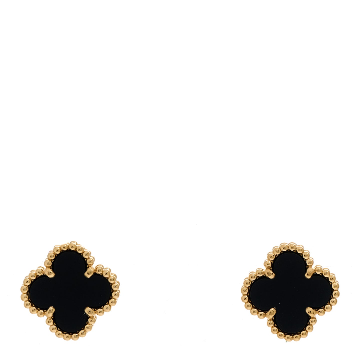 18K Yellow Gold Black Onyx Sweet Alhambra Earrings
