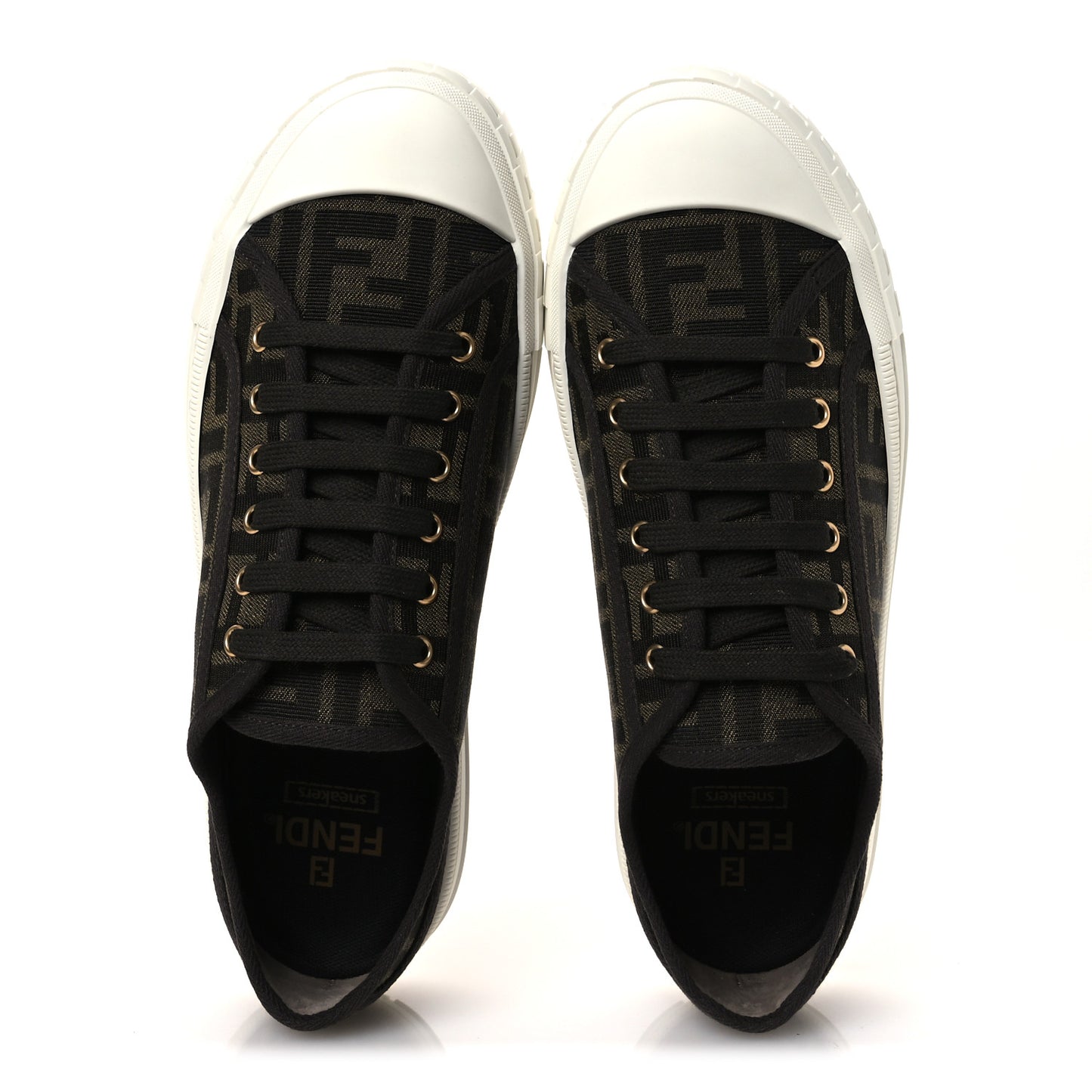 Fabric Jacquard Rubber FF Mens Domino Sneakers 42 Tabacco Black