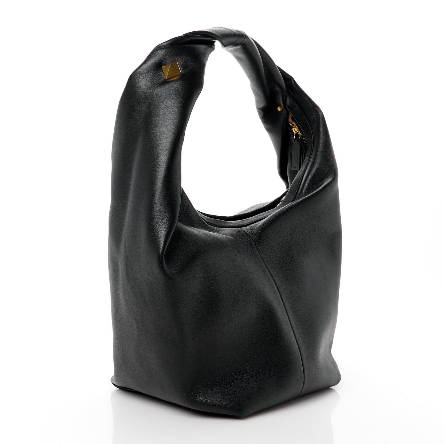 Nappa Large Roman Stud Hobo Black