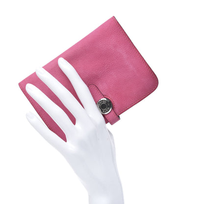 Hermes Taurillon Gaucho Dogon Compact Wallet Fuchsia 2 of 11