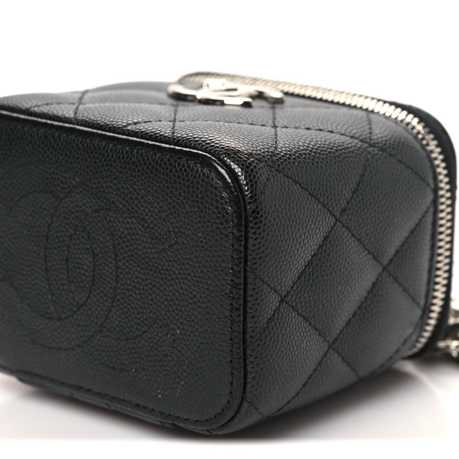 Chanel Caviar Quilted Mini Vanity Case With Chain Black 10 of 11