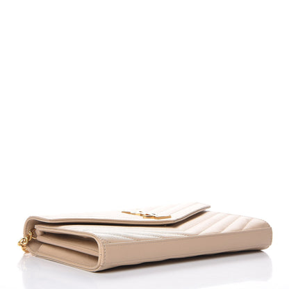 Saint Laurent Grain De Poudre Matelasse Chevron Monogram Chain Wallet Nude Powder 4 of 9