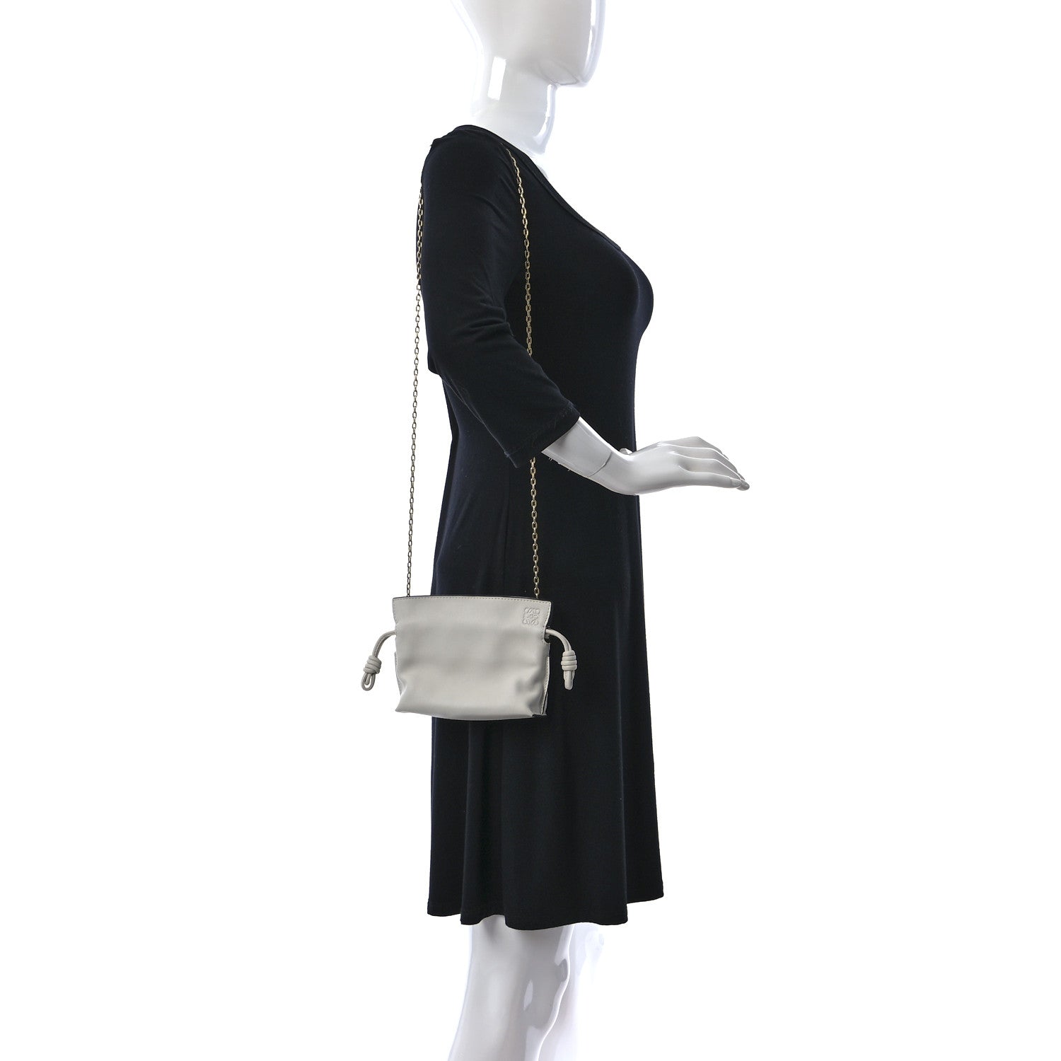 Loewe Calfskin Nano Flamenco Knot Clutch Soft White 3 of 9