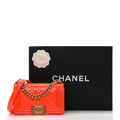 Chanel Patent Calfskin Quilted Small Boy Flap Orange 15 of 15