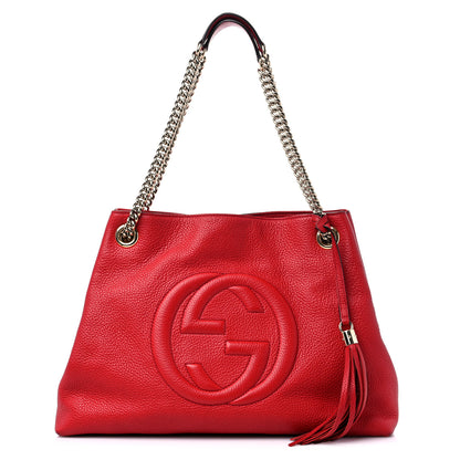 Gucci Cellarius Calfskin Medium Soho Chain Shoulder Bag Vibrant Red 1 of 14