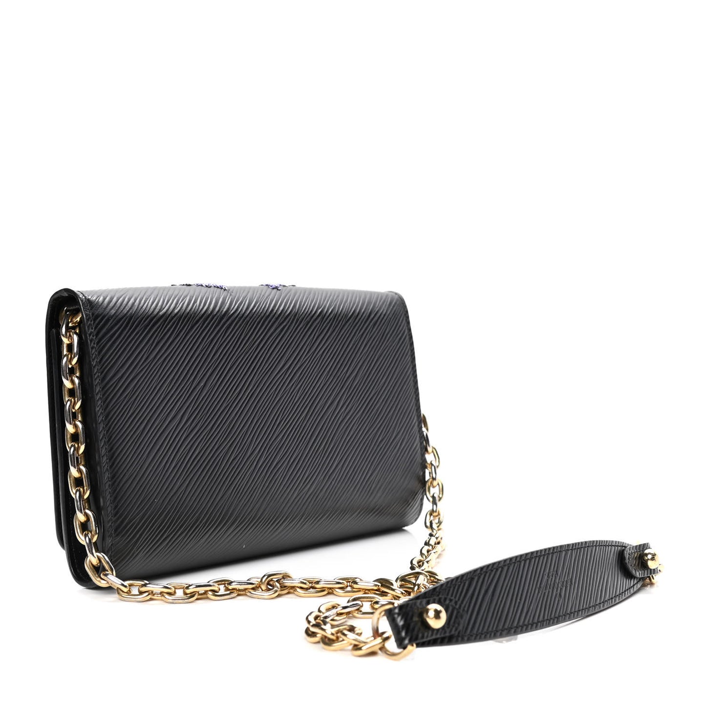 Epi Sequin Bird Twist Chain Wallet PM Black