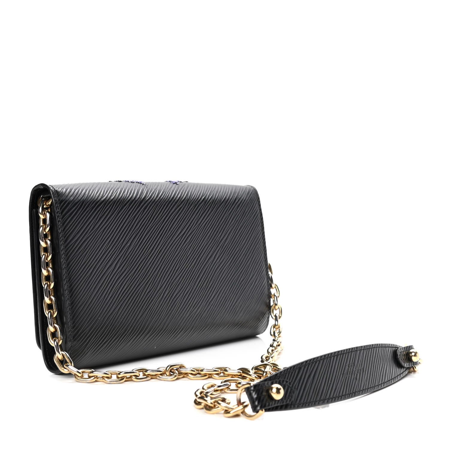 Louis Vuitton Epi Sequin Bird Twist Chain Wallet PM Black 2 of 5