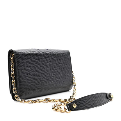 Louis Vuitton Epi Sequin Bird Twist Chain Wallet PM Black 2 of 5