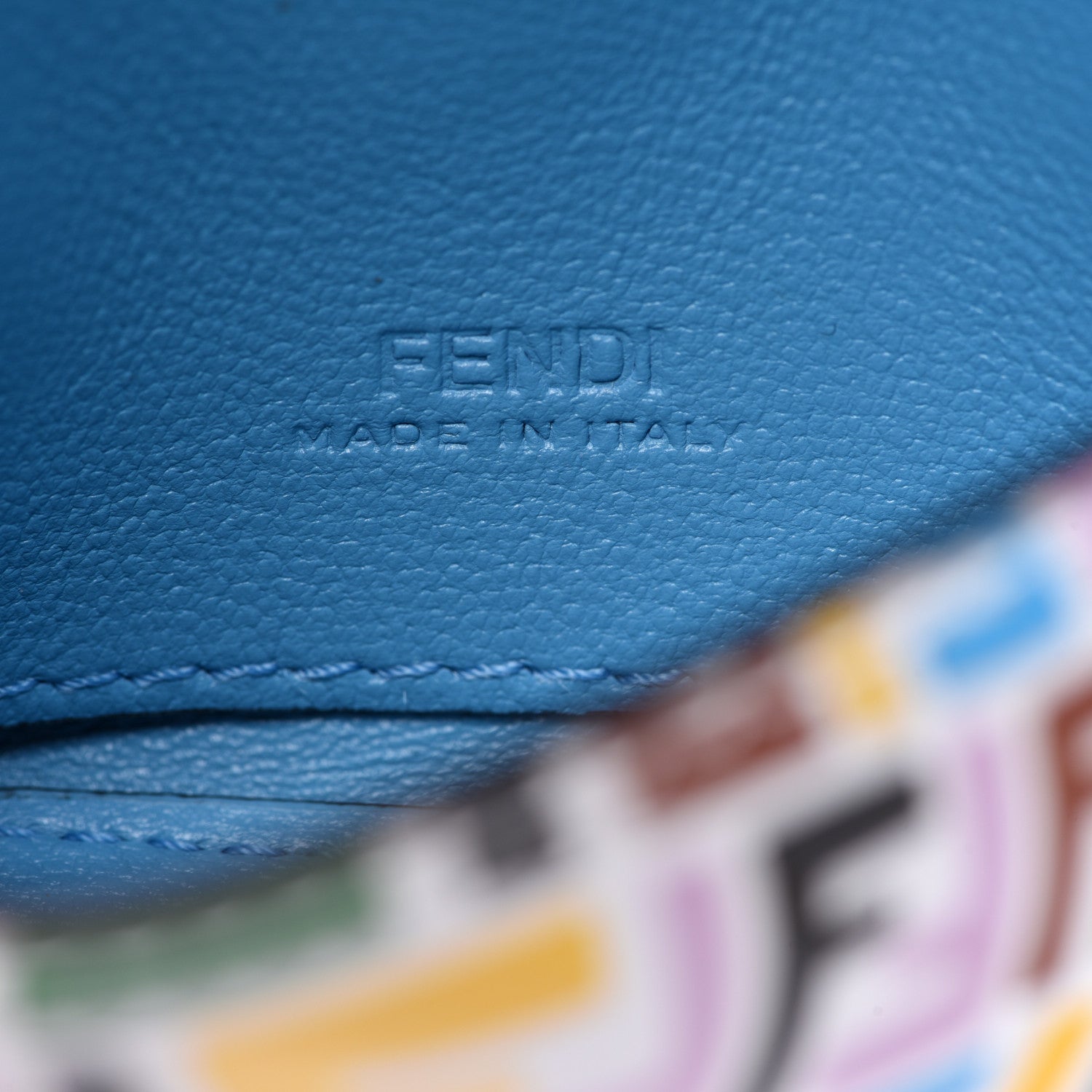 Fendi X SARAH COLEMAN Vitello Liberty Ceylon Micro FF Fish Eye Embossed Nano Baguette Charm Multicolor Cyber Blue 6 of 7