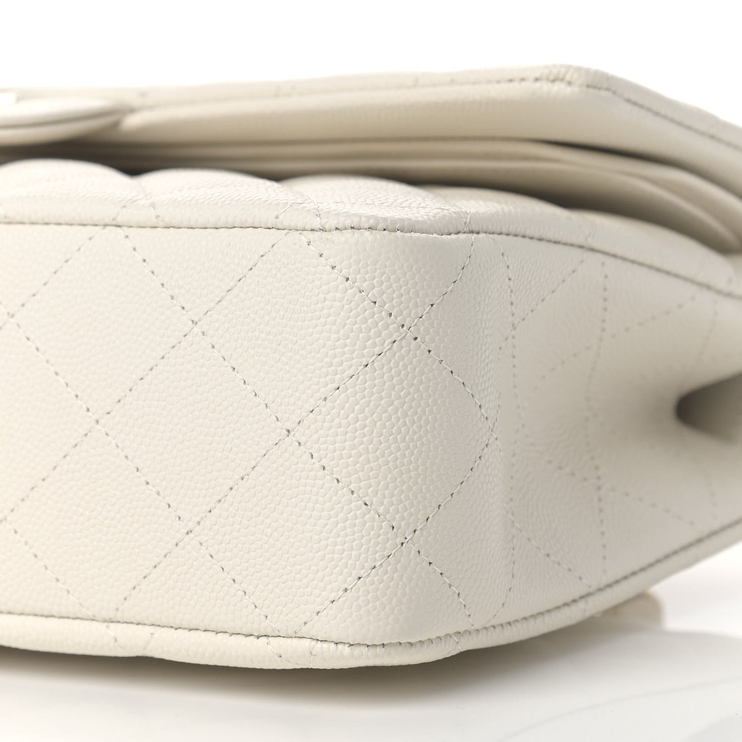 Caviar Quilted Medium Double Flap White