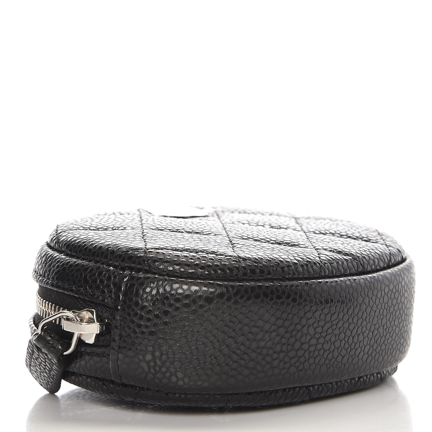 Metallic Caviar Quilted Zip Around Classic Coin Purse Black