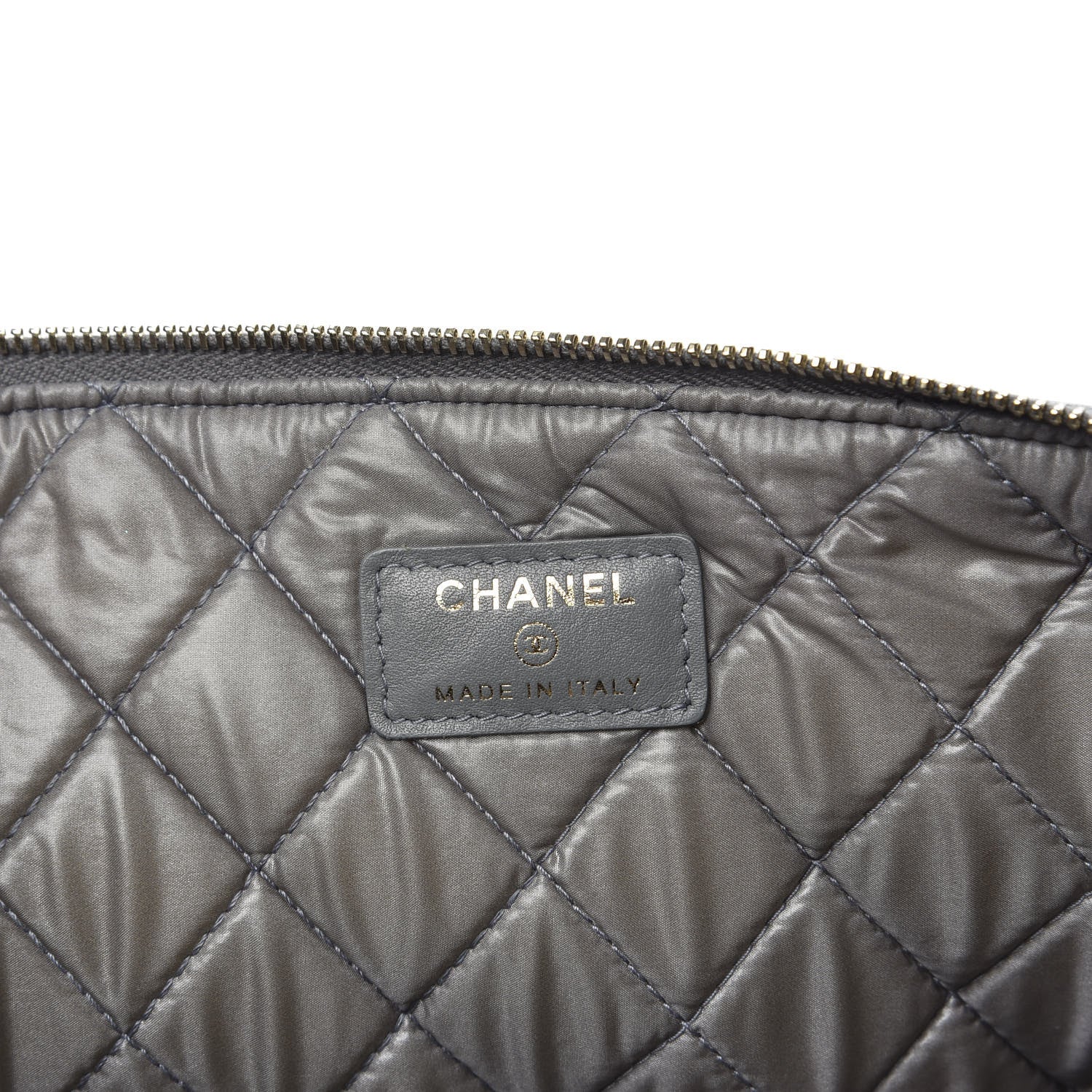 Chanel Lambskin Quilted Large Boy Cosmetic Case Grey 6 of 10