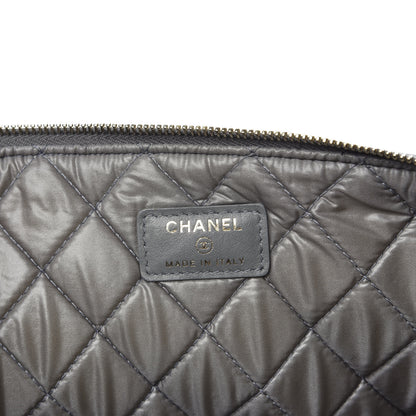 Chanel Lambskin Quilted Large Boy Cosmetic Case Grey 6 of 10