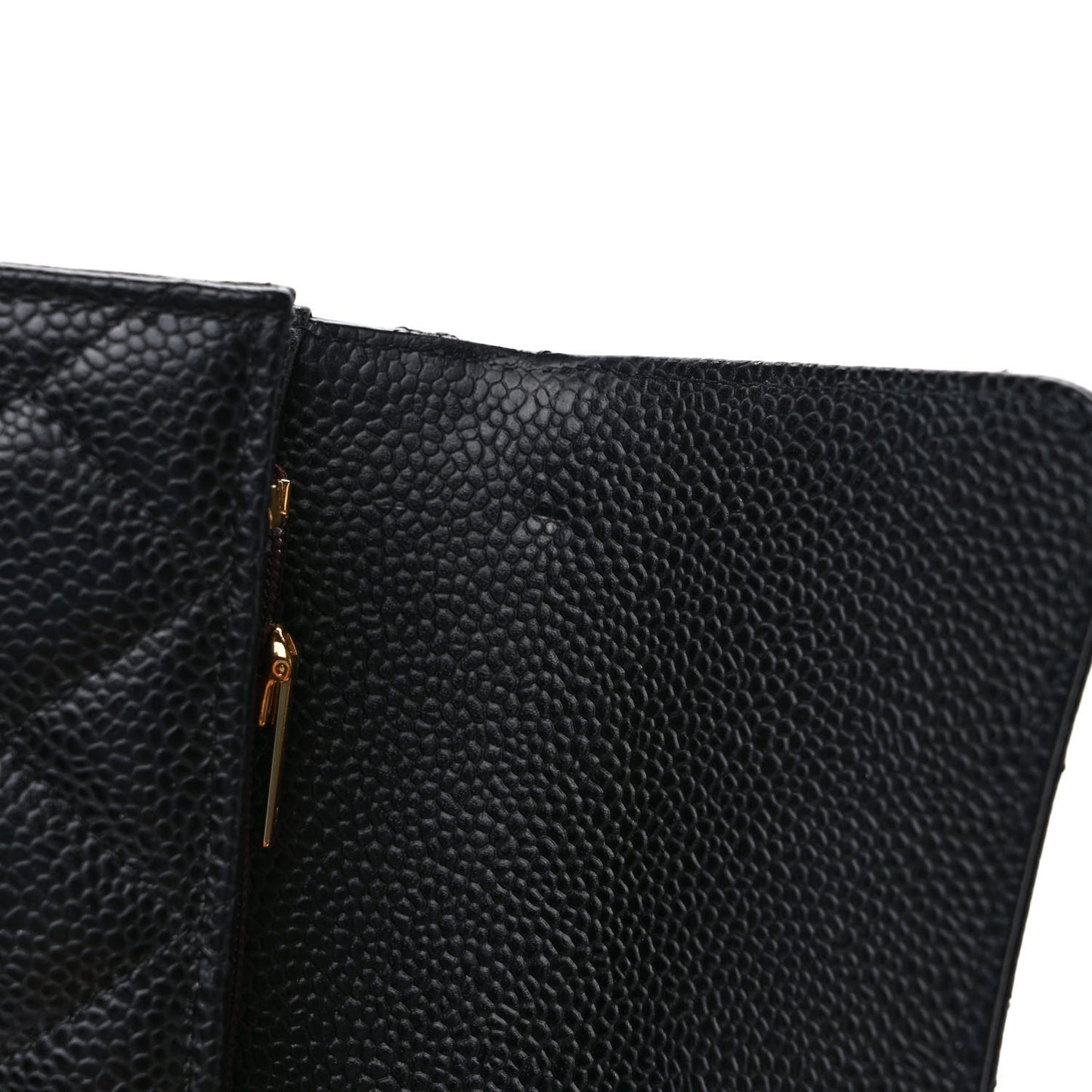 Caviar Quilted Large Gusset Flap Wallet Black