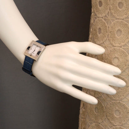 Hermes Stainless Steel Alligator 22mm Belt Quartz Watch Blue Jean 6 of 7