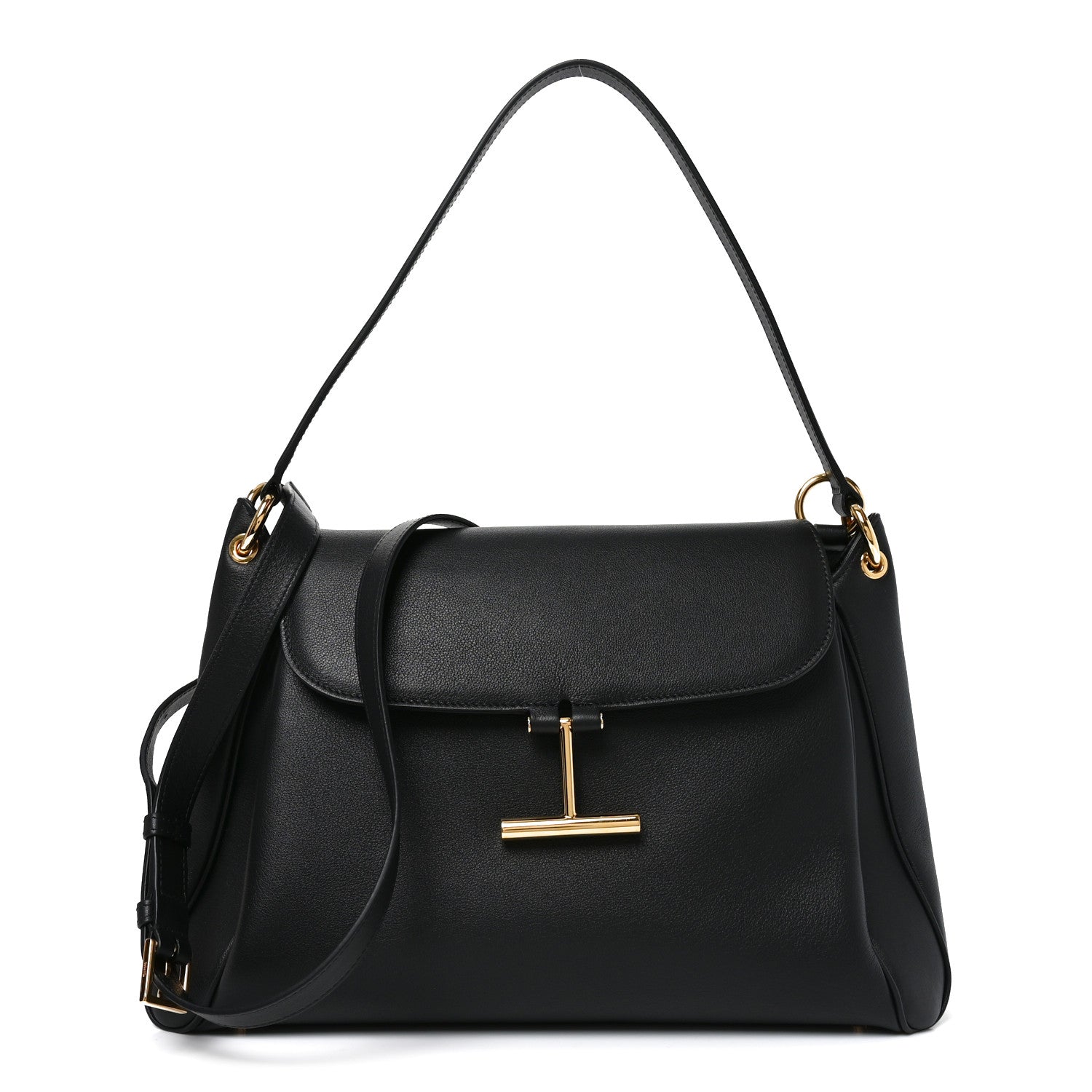 Tom Ford Natural Grain Calfskin Tara Medium Shoulder Bag Black 1 of 9