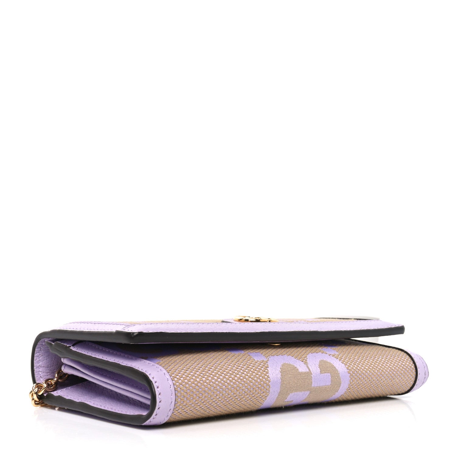 Gucci Monogram Jumbo GG Textured Dollar Calfskin Ophidia Continental Wallet On Chain Beige Lapis 4 of 11
