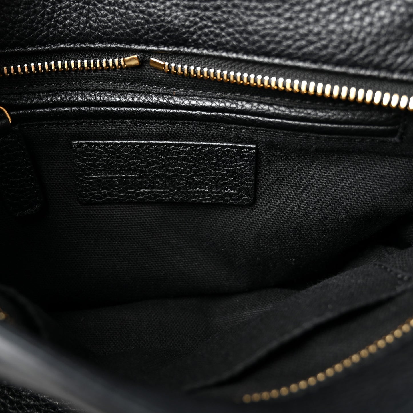 Pebbled Calfskin Mini Skull Padlock Zip Around Tote Black