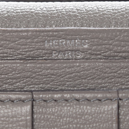 Hermes Ostrich Bearn Gusset Wallet Gris Tourterelle 6 of 9