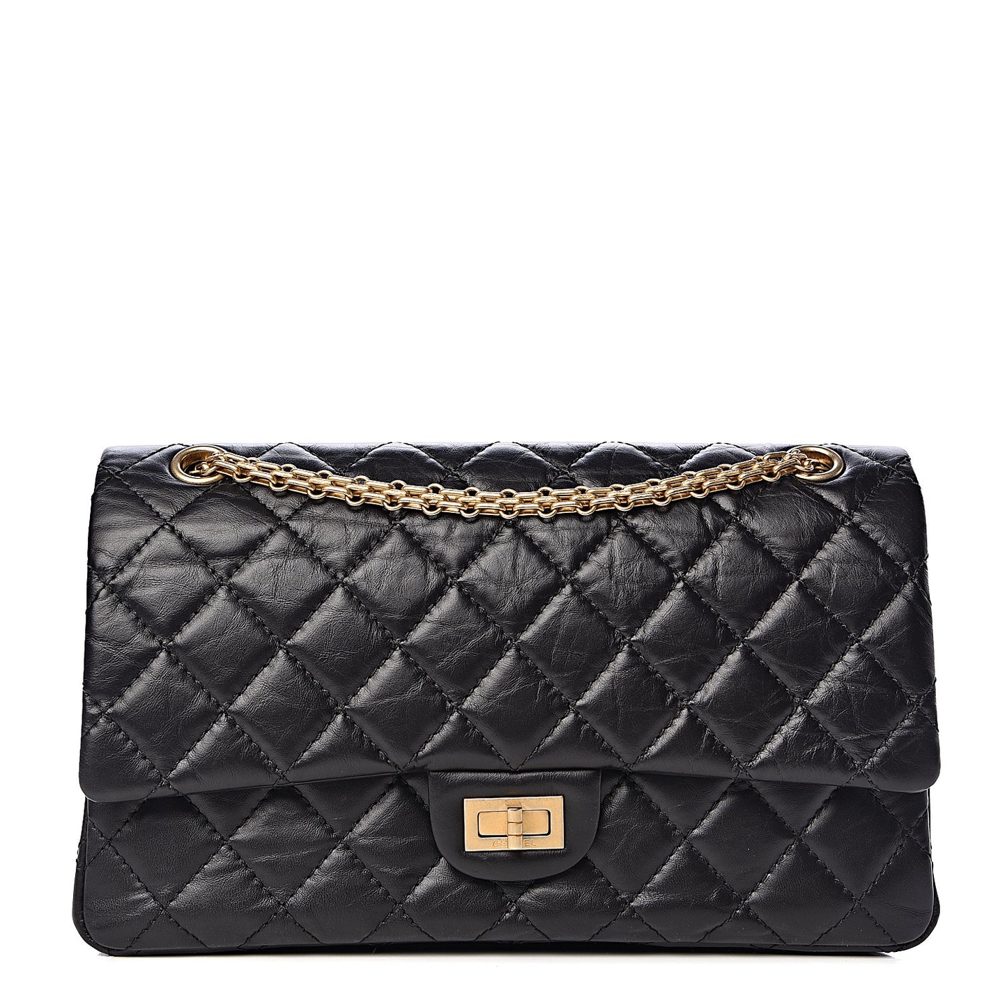 Aged Calfskin Quilted 2.55 Reissue 226 Flap Black