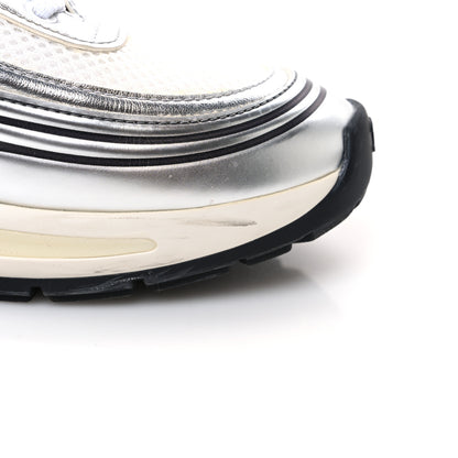 Chanel Fabric Laminated Calfskin Stretch CC Womens Sneakers 40 White Silver 12 of 13