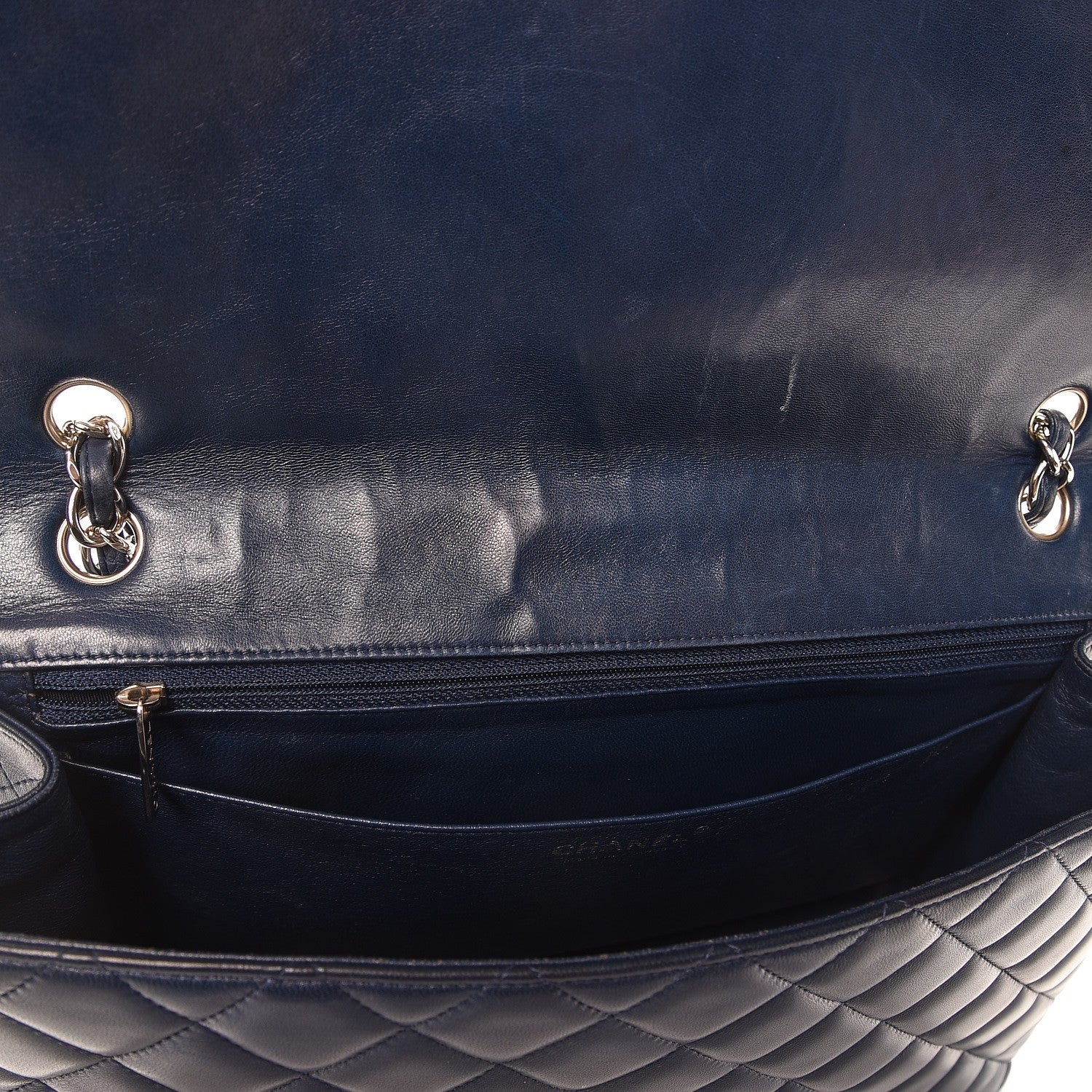 Chanel Lambskin Quilted Maxi Single Flap Navy 11 of 16