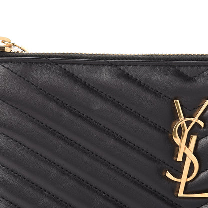 Saint Laurent Calfskin Matelasse Chevron Monogram A5 Wristlet Black 9 of 10