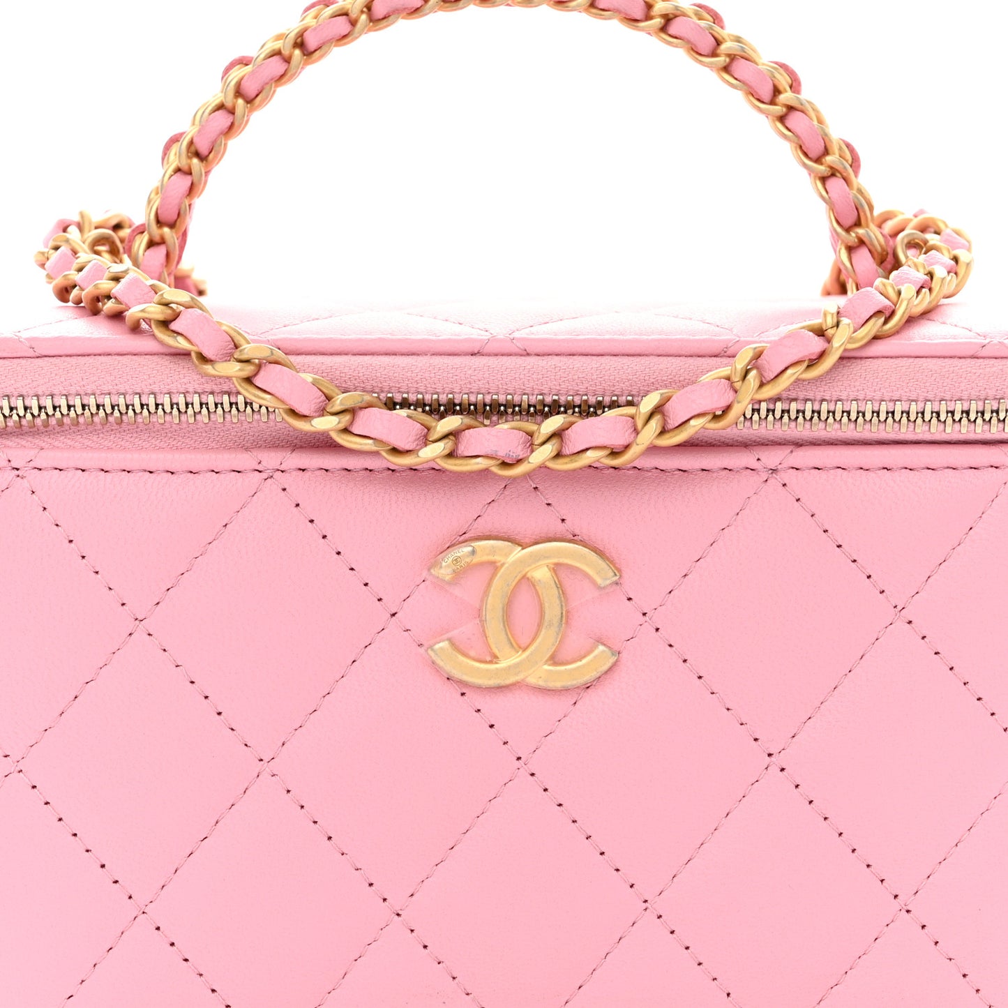 Lambskin Quilted Pick Me Up Vanity Case Pink