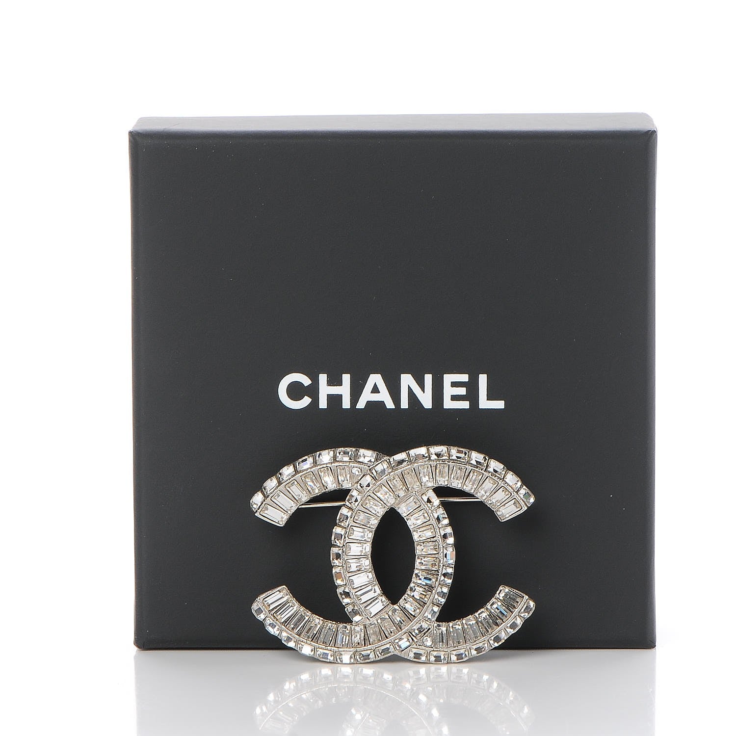 Chanel Baguette Crystal CC Brooch Silver 5 of 5