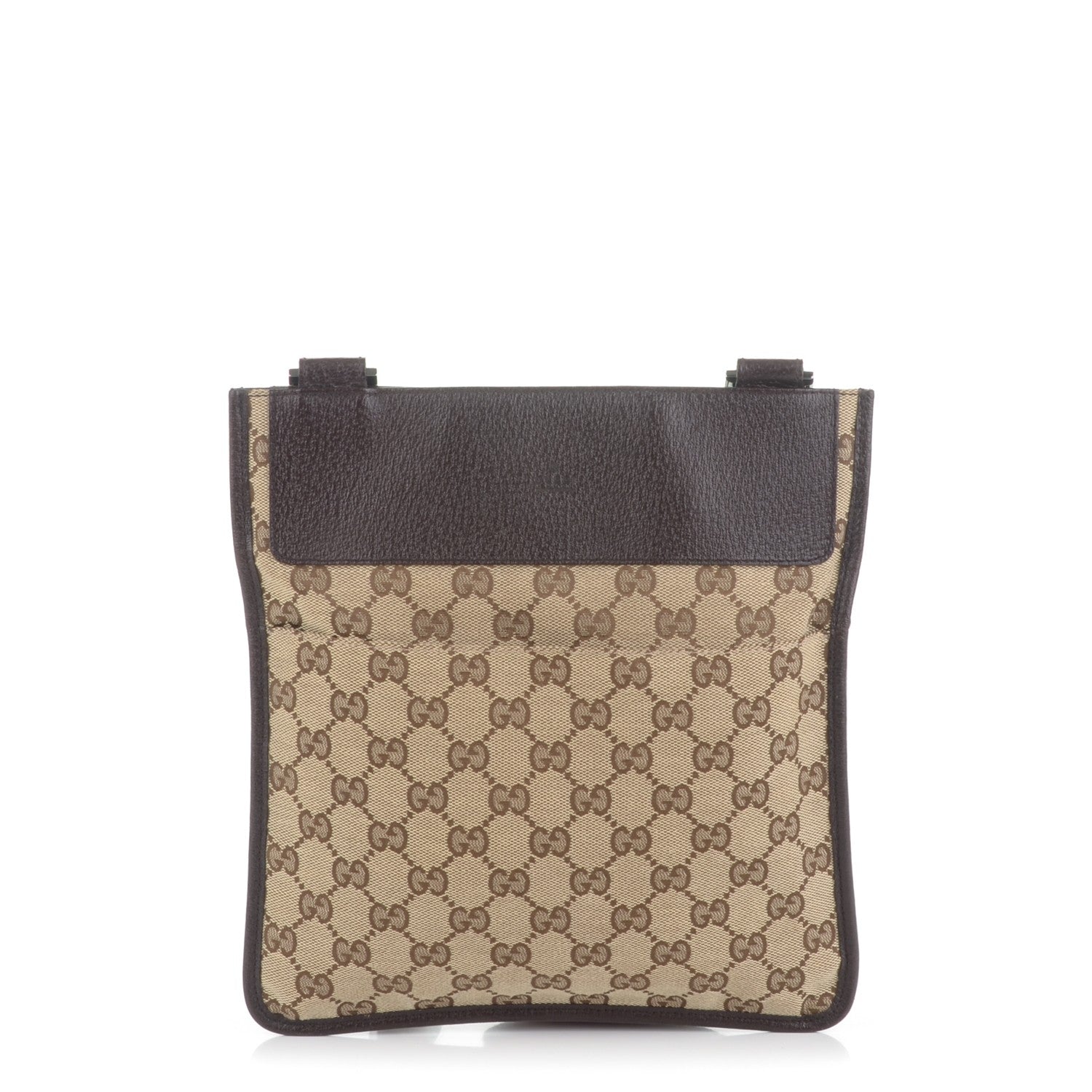 Gucci GG Monogram Web Messenger Crossbody Bag Dark Brown 1 of 7