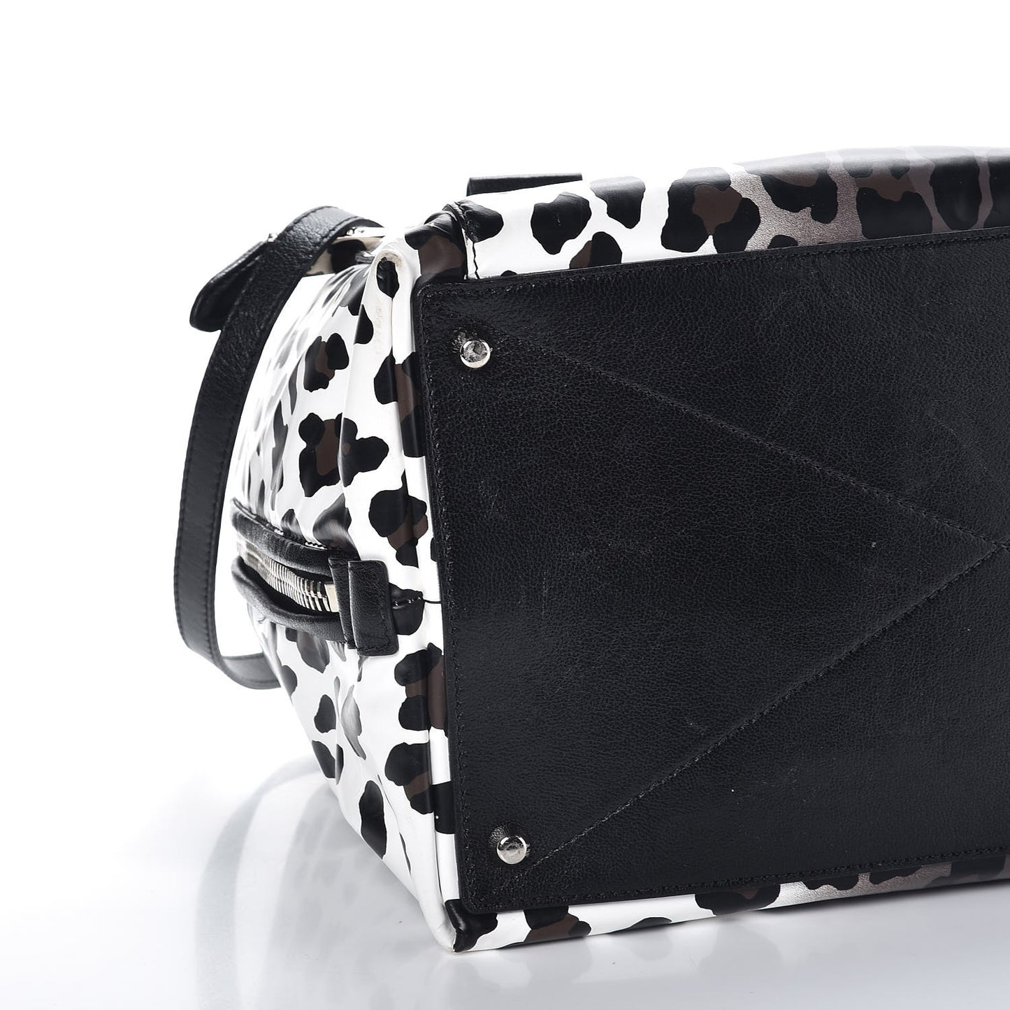 Coated Lambskin Leopard Print Antonia Tote Natural
