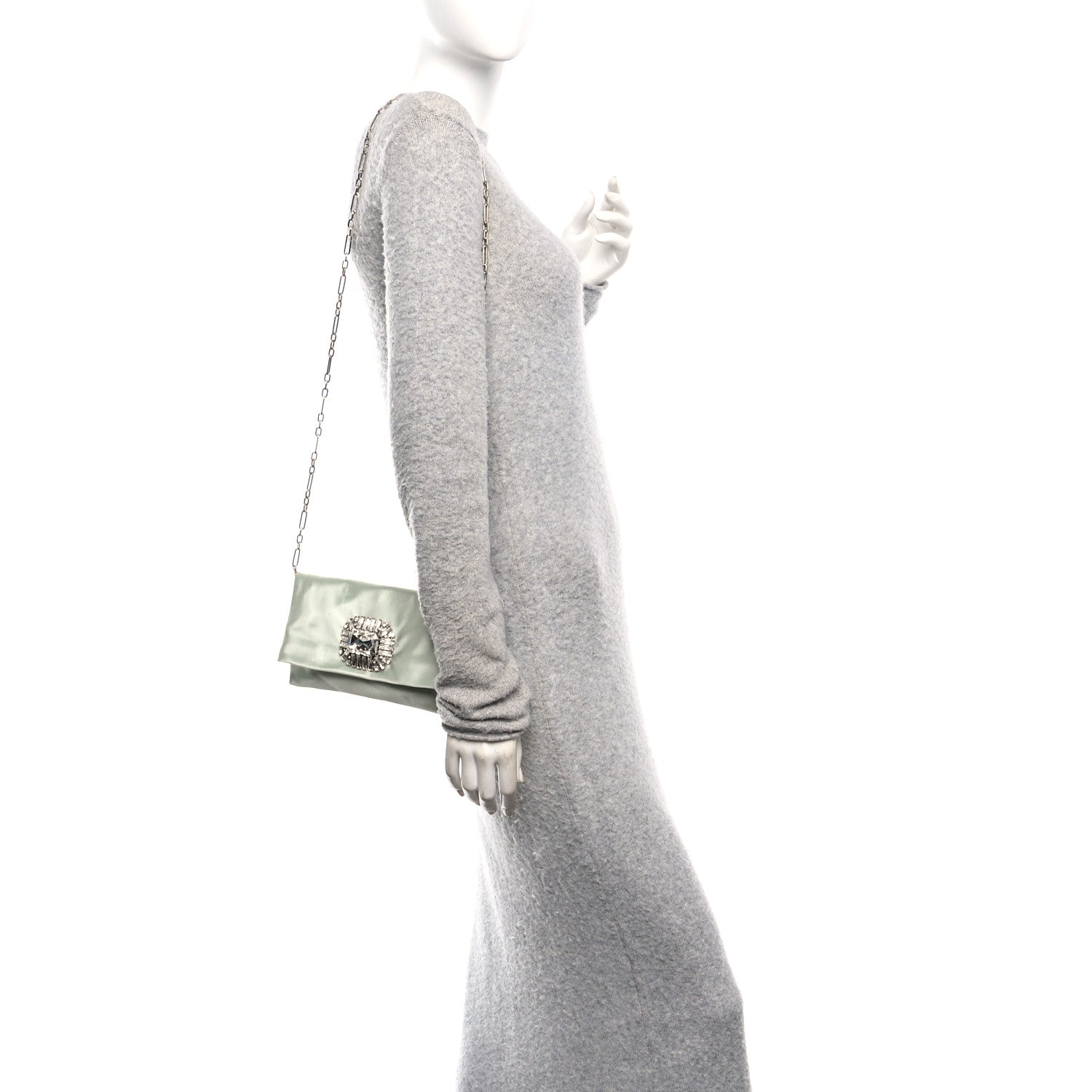Jimmy Choo Satin Crystal Titania Clutch Green 2 of 10