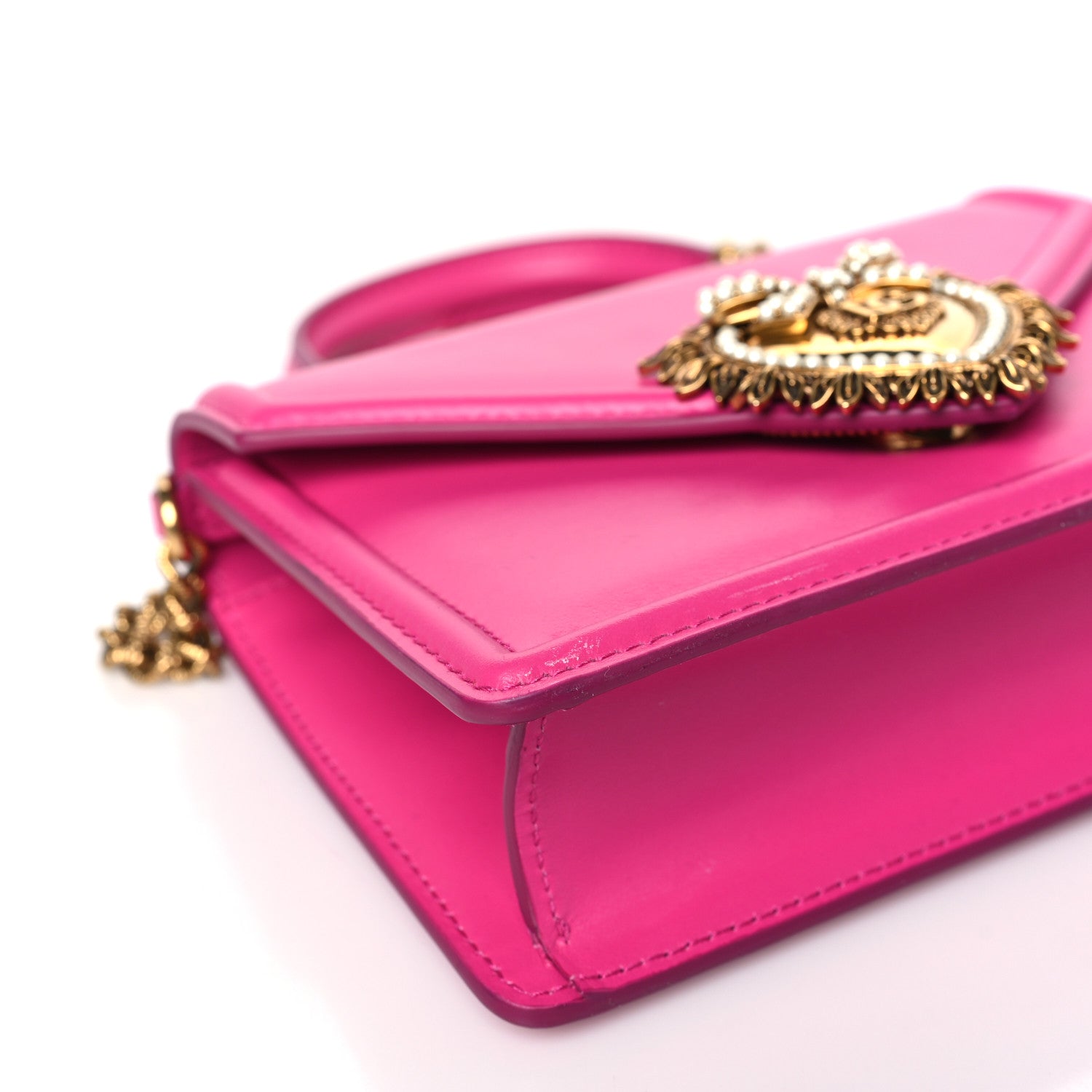 Dolce & Gabbana Smooth Calfskin Small Devotion Envelope Top Handle Bag Pink 7 of 9