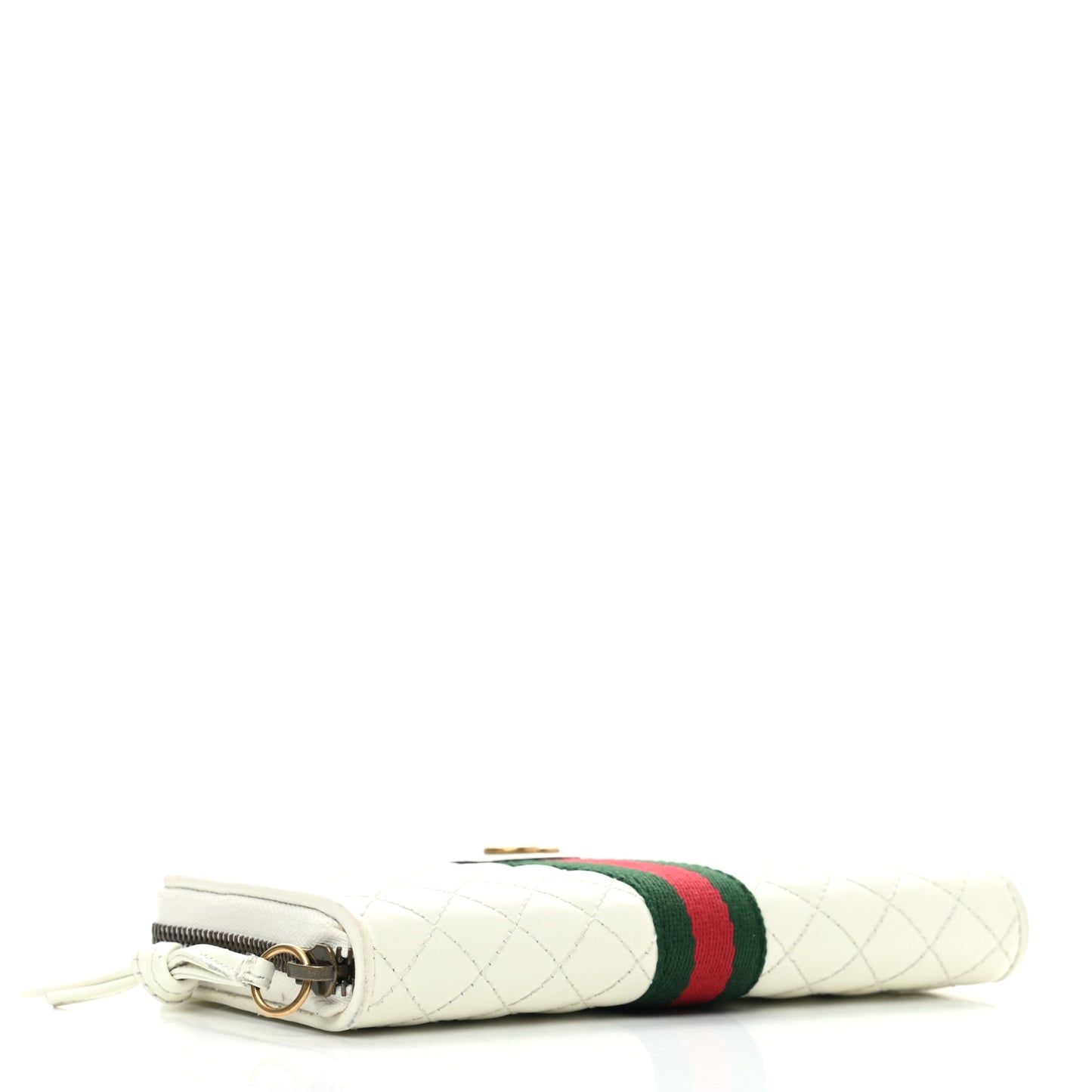 Calfskin Web Trapuntata GG Zip Around Wallet Off White