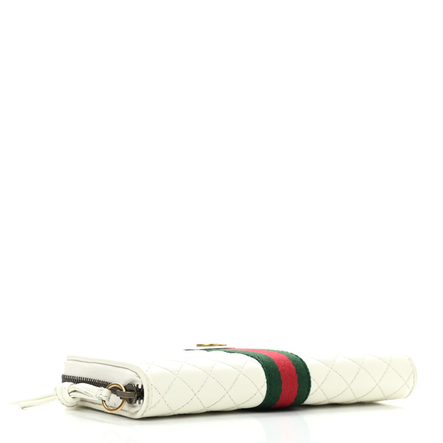 Gucci Calfskin Web Trapuntata GG Zip Around Wallet Off White 4 of 9