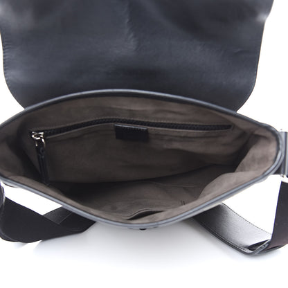 Gucci GG Supreme Monogram Single Buckle Flap Messenger Bag Beige Black 5 of 16