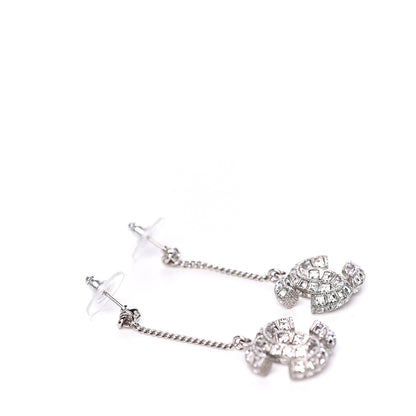 Chanel Baguette Crystal CC Drop Earrings Silver 3 of 4