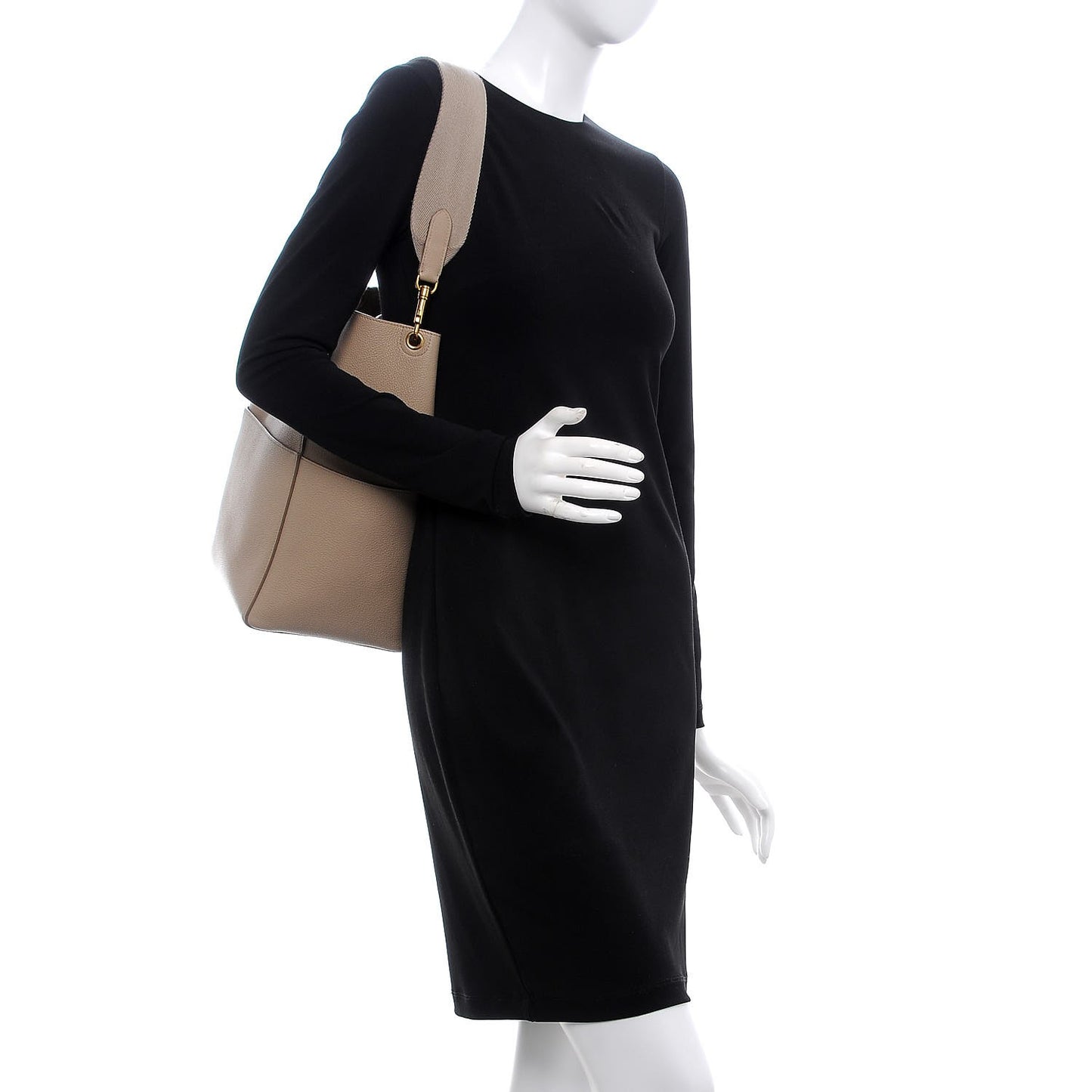 Soft Grained Calfskin Sangle Bucket Bag Dune