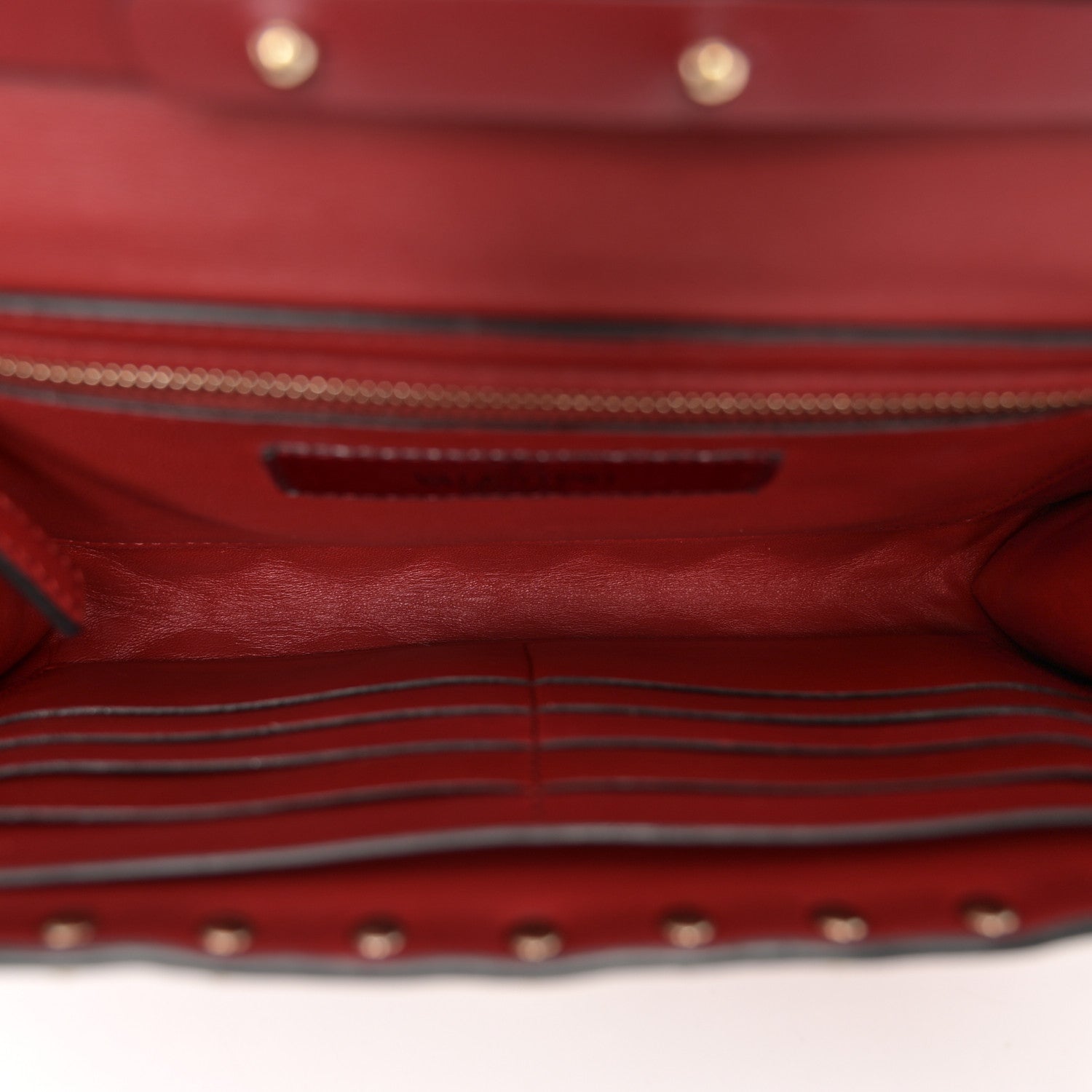 Valentino Garavani Nappa Rockstud Spike Wallet on Chain Rubino 5 of 11