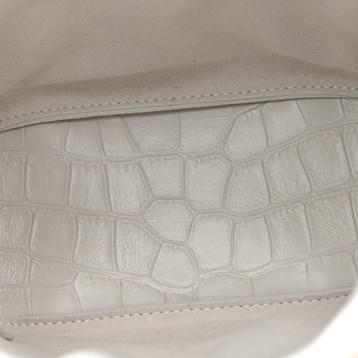 Calfskin Logo Crocodile Embossed XS Tool 2.0 North-South Tote White Black