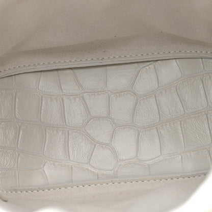 Balenciaga Calfskin Logo Crocodile Embossed XS Tool 2.0 North-South Tote White Black 5 of 9