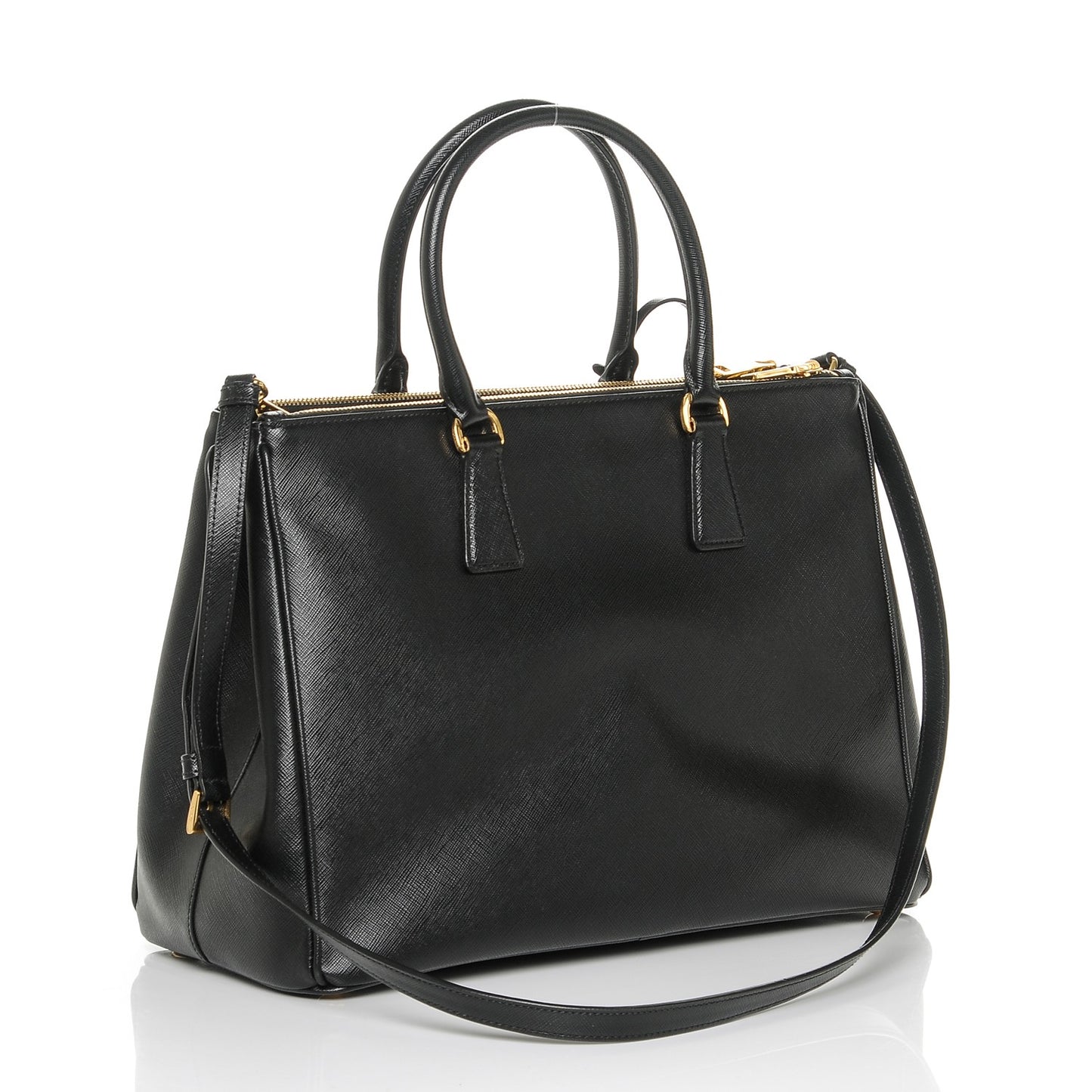 Saffiano Large Galleria Double Zip Tote Black