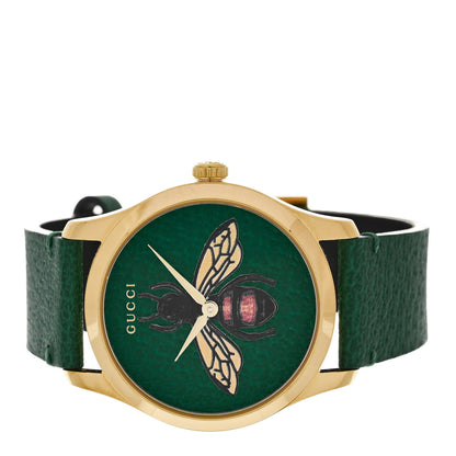 Gucci Stainless Steel Calfskin 38mm G-Timeless Bee Quartz Watch Green 2 of 5