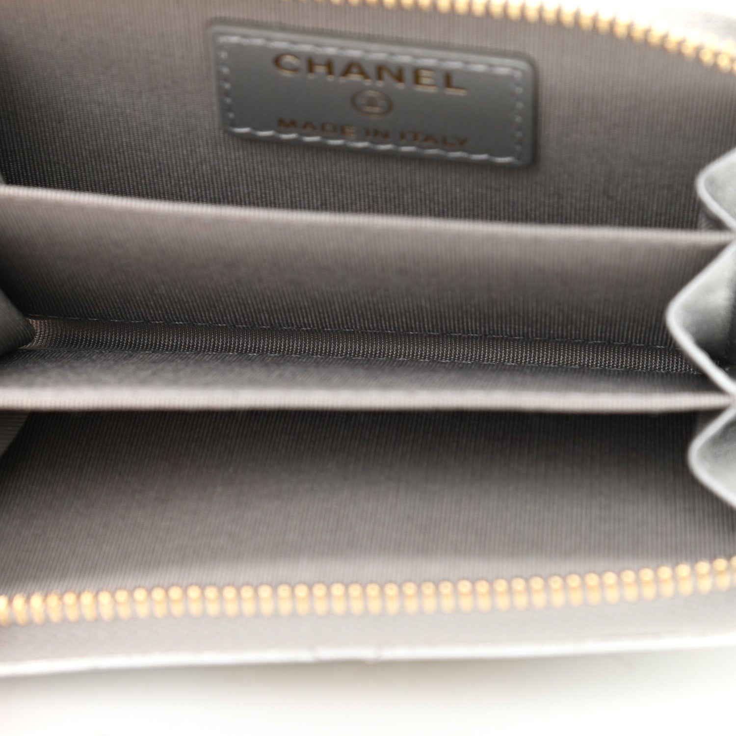 Chanel Metallic Lambskin Quilted Chanel 19 Zip Around Coin Purse Wallet Silver 5 of 8