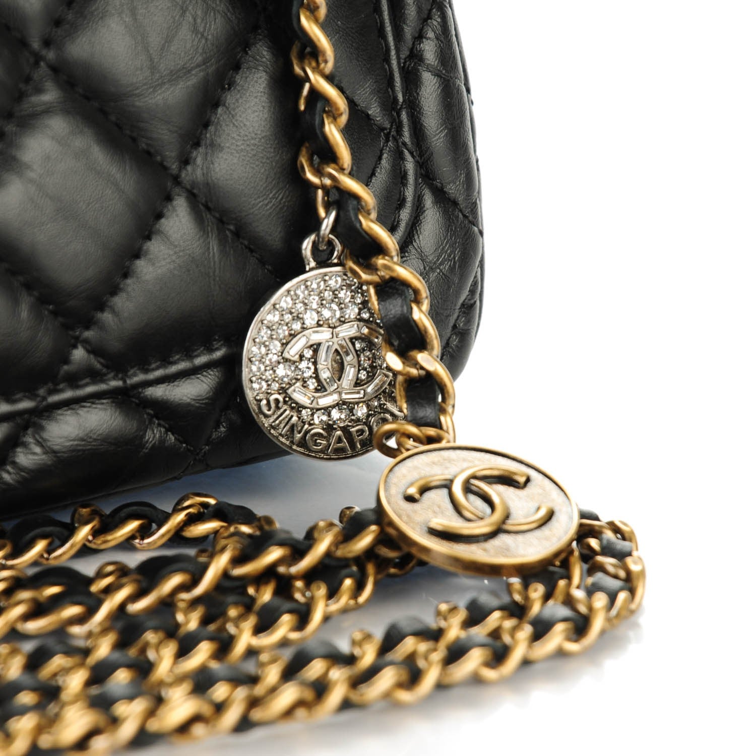 Chanel Aged Calfskin Quilted Extra Mini Medallion Flap Black 9 of 9