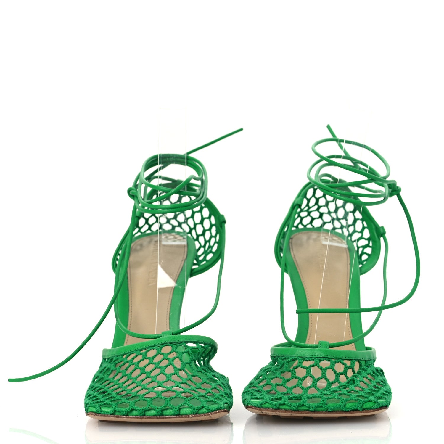 Bottega Veneta Mesh Nappa Stretch Ankle Tie 90mm Sandals 39.5 Grass 3 of 14