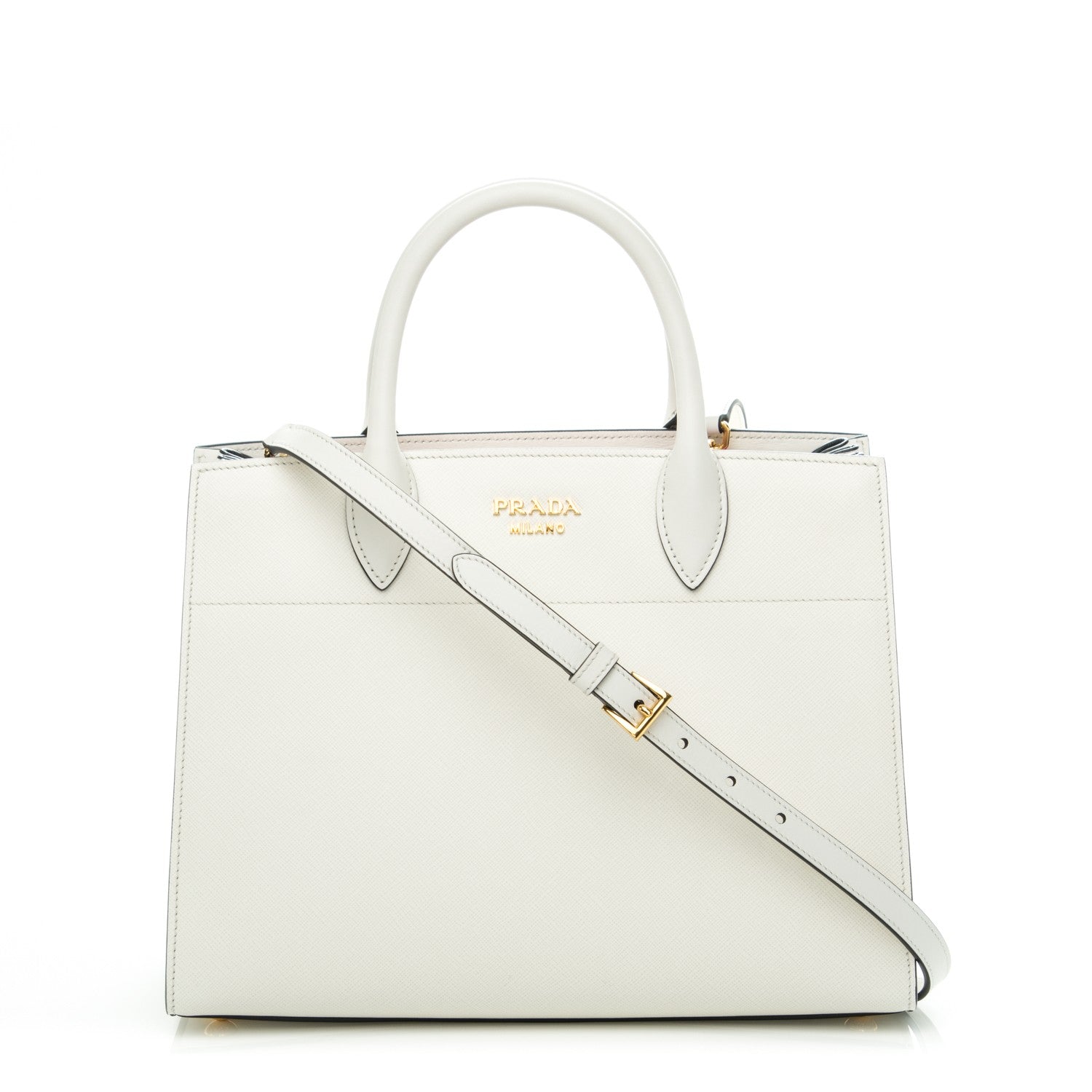 Prada Saffiano Calfskin Bibliotheque Top Handle White Begonia 1 of 6